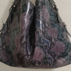 Stuart Weitzman Huge Python Snakeskin Purple Shoulder Bag